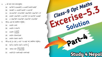 Class-9 Trigonometry Exercise 5.3 || Trigonometric Ratios of Angles Solution Part-4  in Nepali