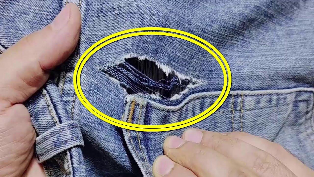 How to fix a broken jeans on the back pocket without leaving a