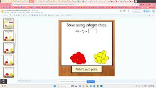Subtracting Integers with Integer Chips