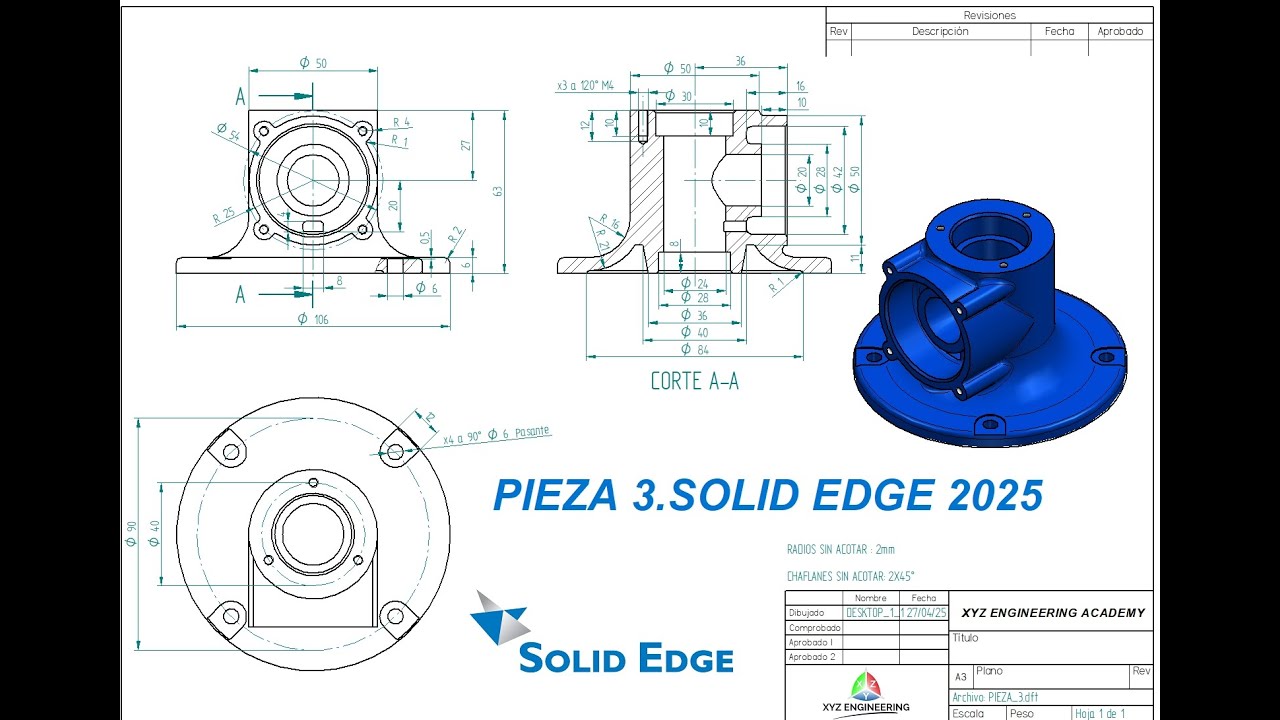 Tutorial SOLID EDGE 2025 [Pieza 3 PASO A PASO] - YouTube