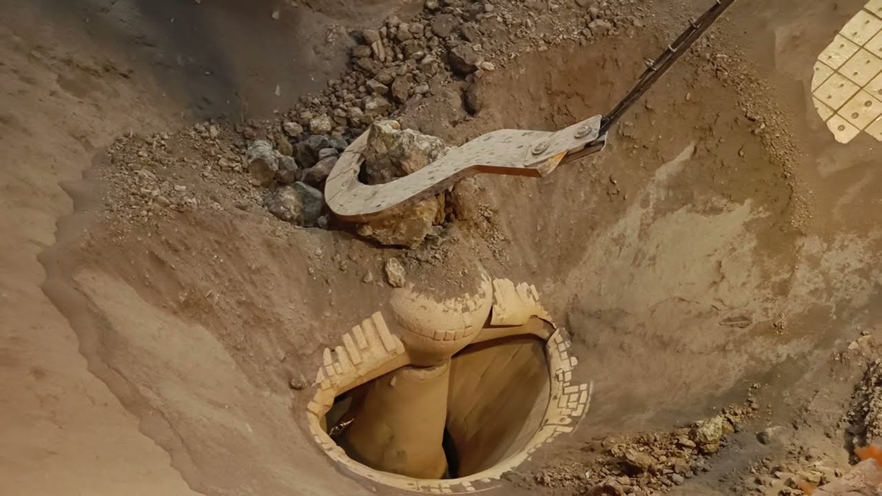 Heavy boulder jam in 1600 tph cone crusher, Jam removed by J hook crane