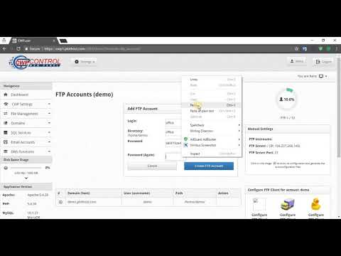 How to create FTP accounts in CWP