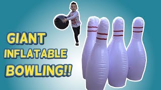 Kids Fun Toys Giant Inflatable Bowling Set Indoor Outdoor Game Resimi