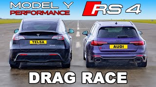Audi RS4 v Tesla Model Y: DRAG RACE