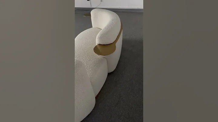 Eli White Boucle Curved Sofa with Side Table Luxury Couch | CASA SPACE Factory Shoot