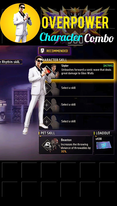 NEW SKYLER CHARACTER COMBINATION 😲😍 || SKYLER CHARACTER COMBINATION || BR RANK COMBINATION #shorts