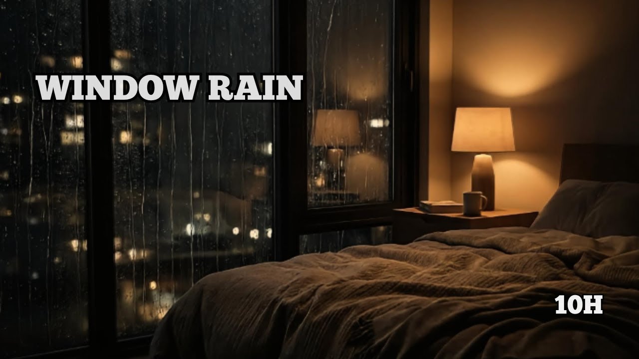 Rain Sounds for Sleeping Bedroom Window (10 Hours) | Light Rain Ambience