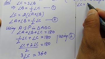in triangle ABC angle c is equal to 3 angle b is equal to 2 angle a + angle b find the three angles