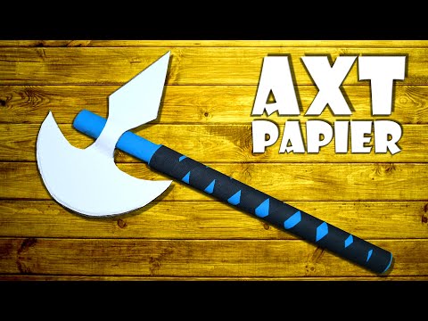 Axt selber machen Spielzeug aus Pappe basteln - paper battle axe toy winter DIY craft [4K]