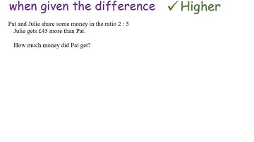 Find quantities in a ratio when given the difference | Foundation and Higher GCSE | JaggersMaths