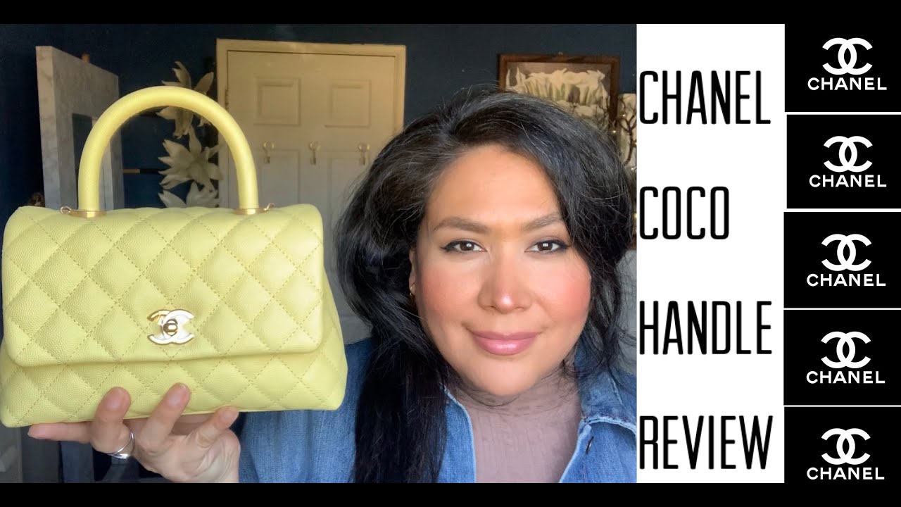 Chanel small coco handle caviar 22P light yellow LGHW (microchip)