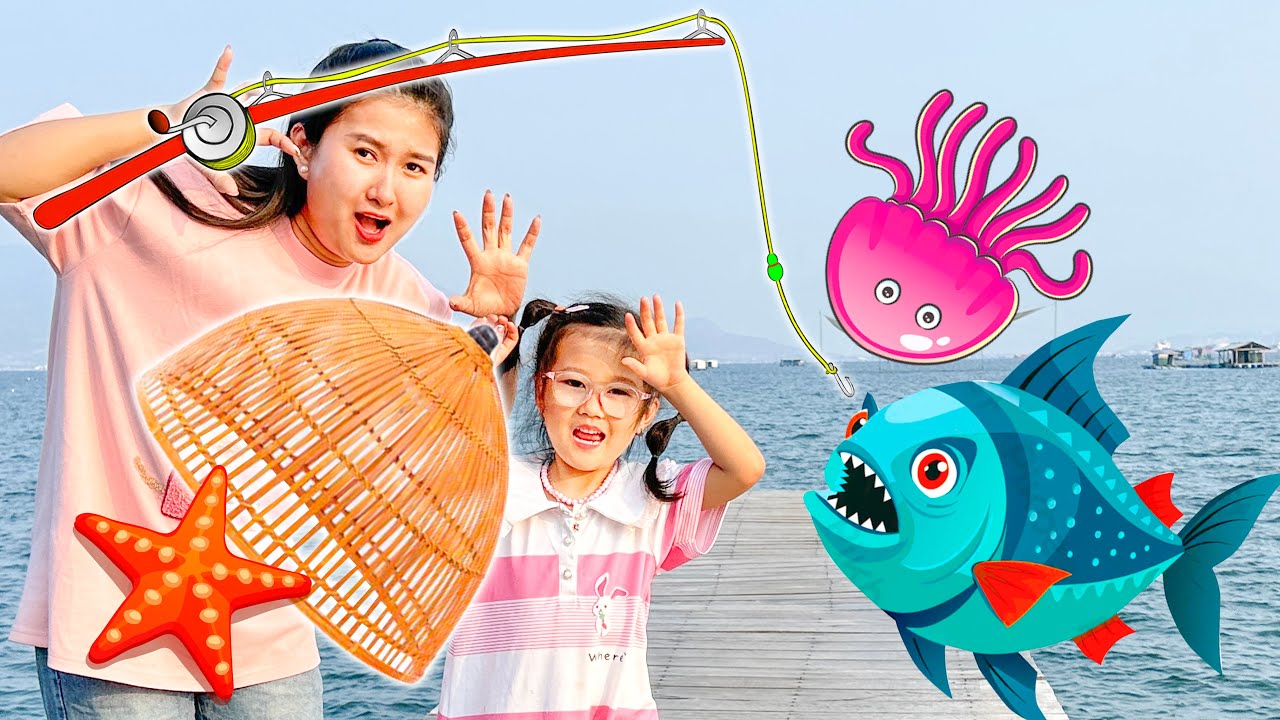 Outline Video Changcady dạy em Cam Cam câu cá, bắt được cá mú, cá bò, sao biển