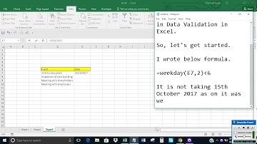 Allow only weekday in Data Validation in Excel