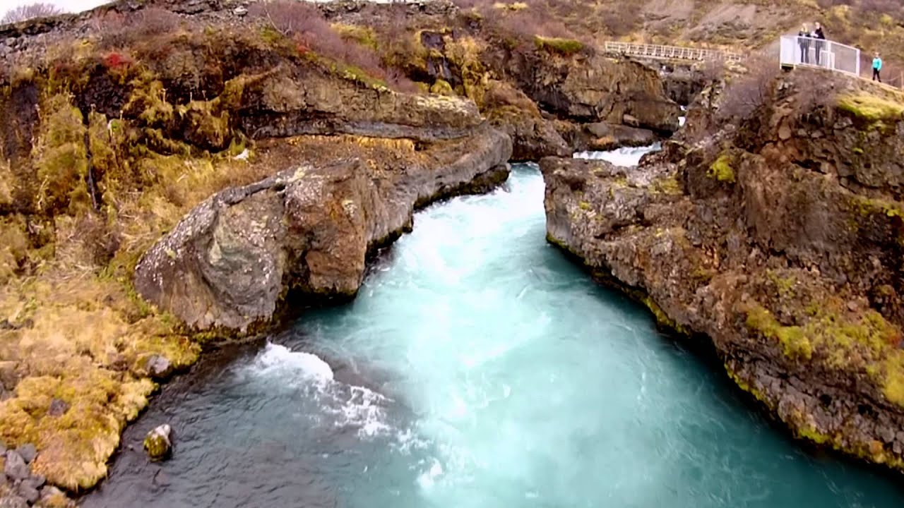 Hraunfossar Lava Falls In West Iceland Youtube