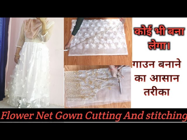 DIY Designer Net Baby Frock Cutting and stitching Full Tutorial - YouTube