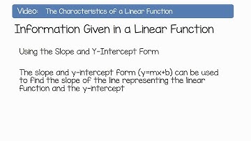 Characteristics of Linear Function