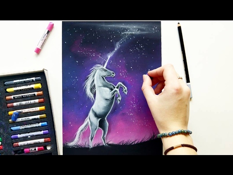 pastel-drawing:-unicorn-and-a-night-sky-|-leontine-van-vliet