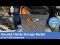 Under Bench Storage Basket secured in our CV20 Campervan