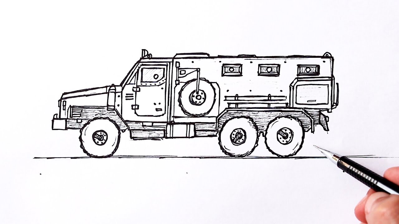 How To Draw A Military Vehicle Easy | Taurus Art - Youtube