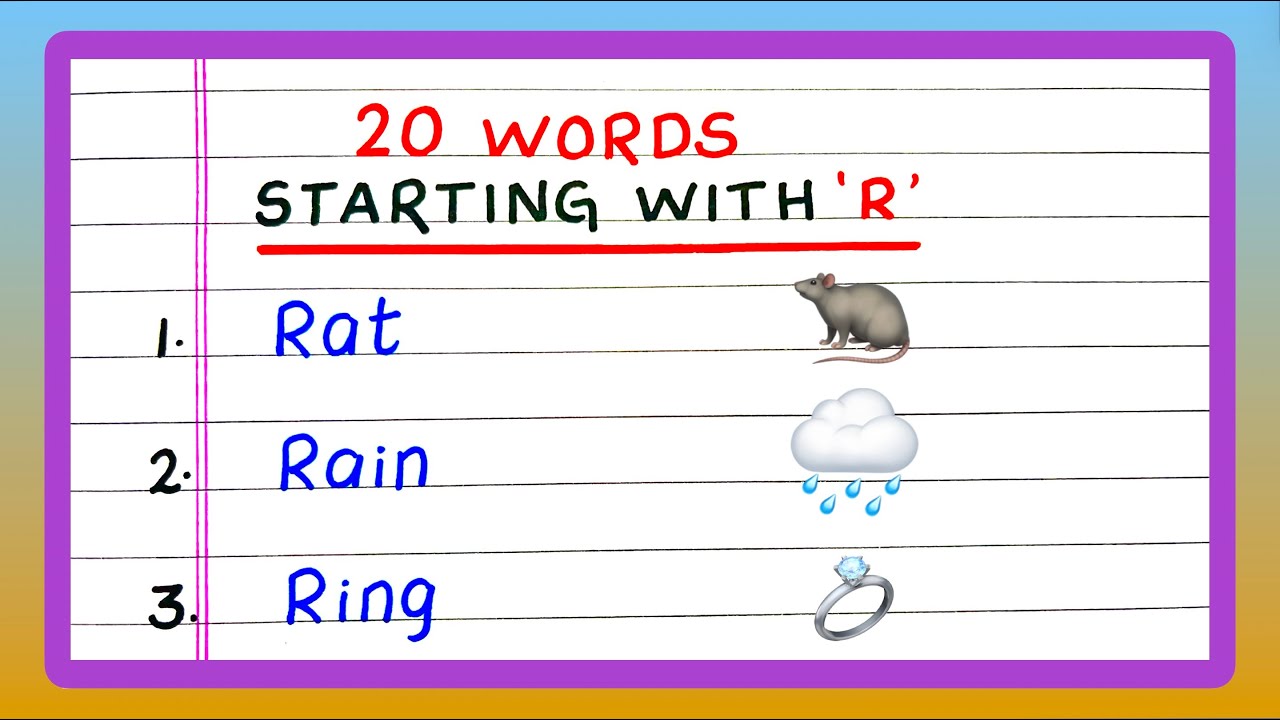 Words Starting with "R" | 20 Words Starting with 'R' | R Beginning Words | Words with r