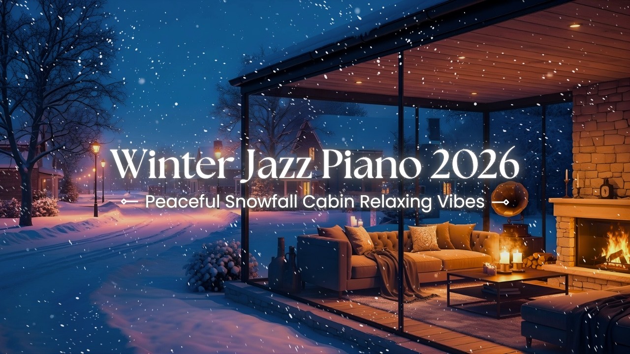 Serene Snowy Cabin Atmosphere 🎷 Soft Jazz Piano Chill Experience