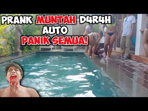 PERTAMA KALI PRANK MUNTAH D4R4H DI DEPAN TRIO MACAN BALI & AUTO PANIK SEMUA COY