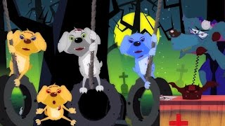 Cinco pouco filhotes | Five Little puppies| Scary Rhymes para Crianças| Portuguese Nursery Rhymes