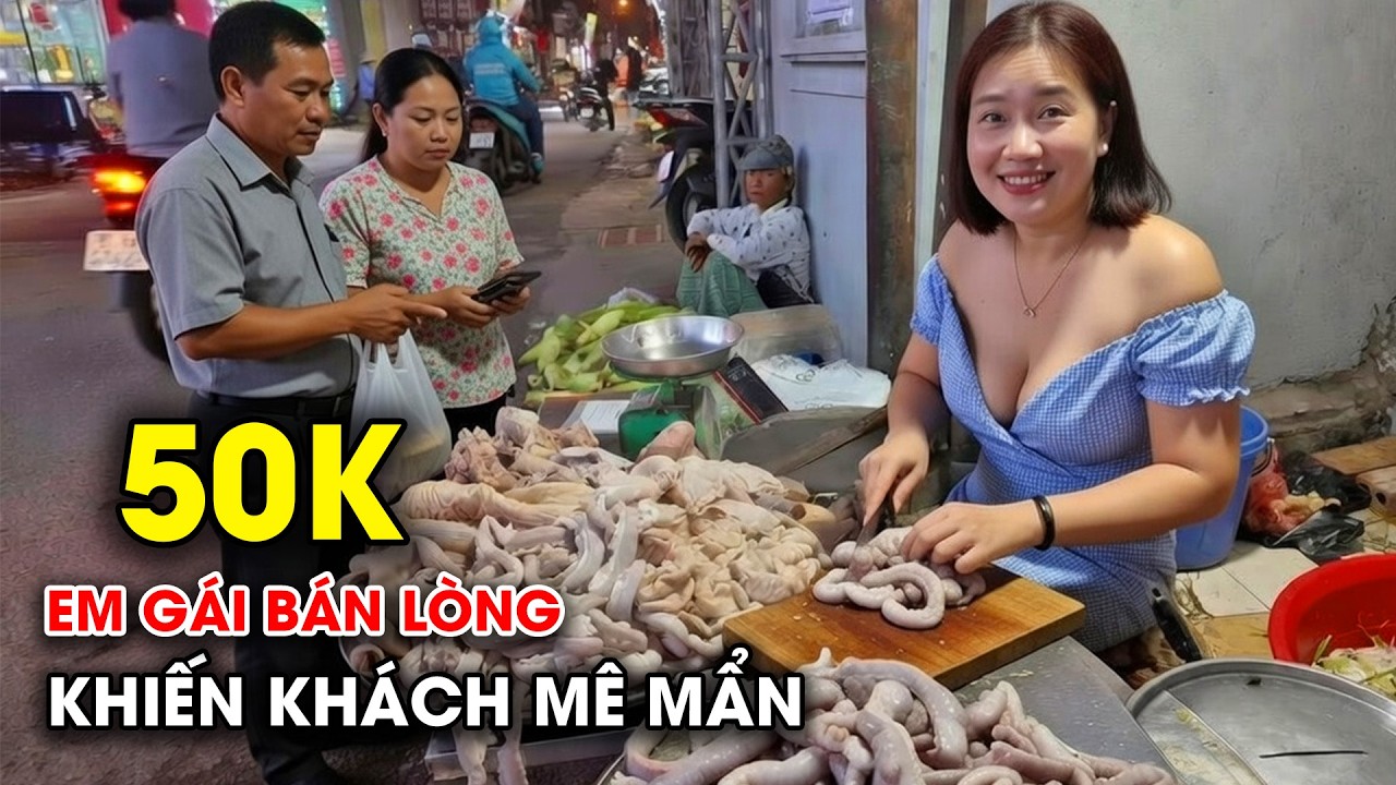 Em gái bán Lòng ngon rẻ giữa Hà Nội khách ăn mê mẩn #vnf