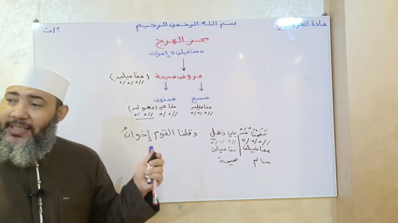 الصف الثاني الثانوي _ مادة العروض _ الدرس العاشر { البحر الهزج‏ }