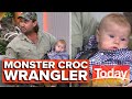 Giant snake gets uncomfortably close to wrangler’s baby | Today Show Australia