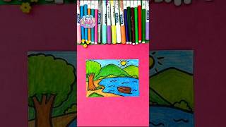 Let's Draw from L | Landscape Scenery #artclass #drawing #amazyartdesign #viral #ytshorts