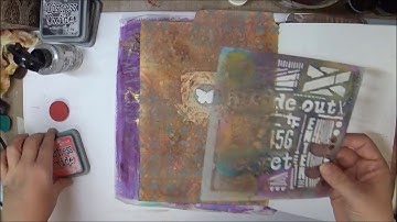 File Folder Art Journal with Stencils and Distress Oxides - Spread 1 -  Gwen Lafleur