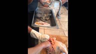 How to debone whole chicken without cutting up, leaving chicken in tact in 3:35 flat!