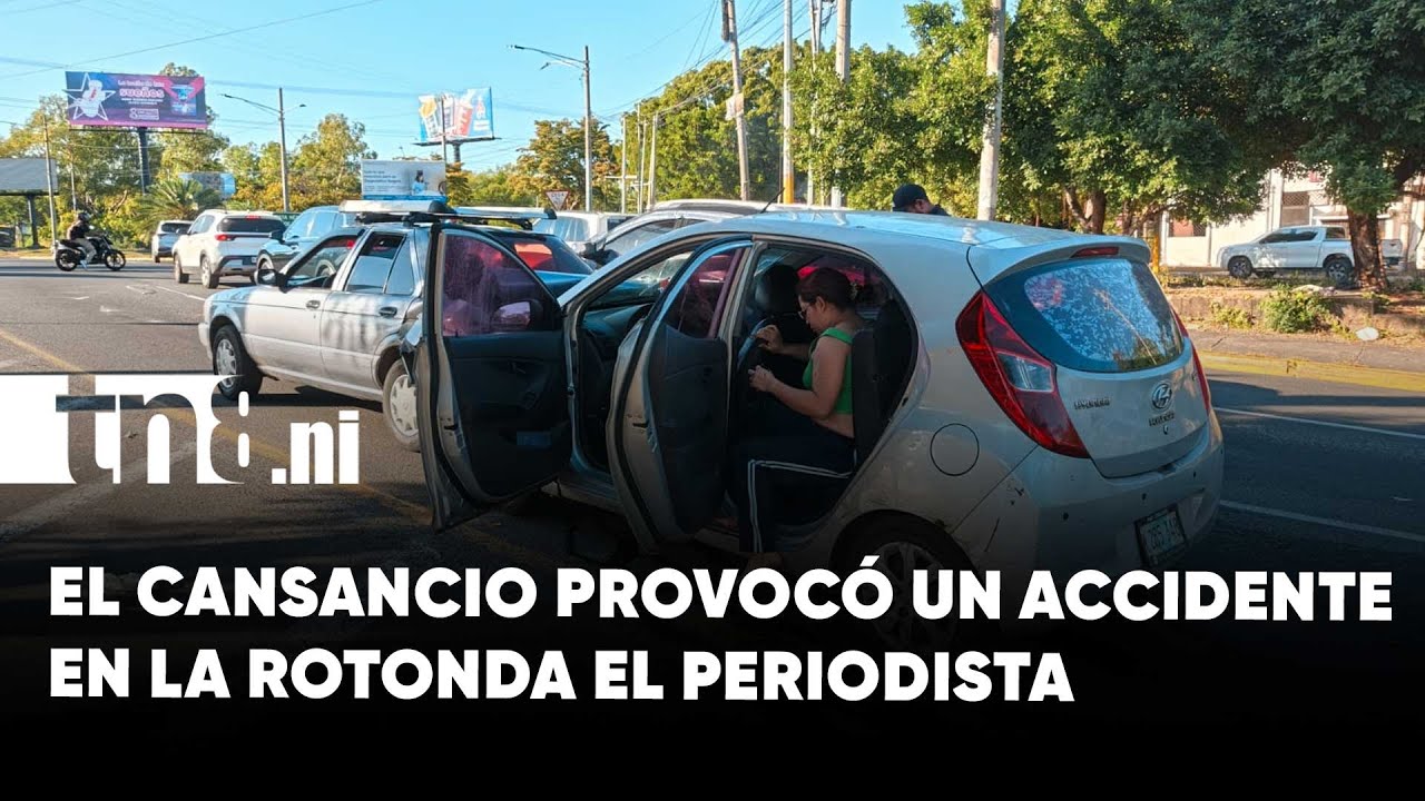 Accidente en la rotonda El Periodista por cansancio al volante deja heridos y daños materiales