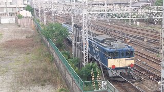 【EF64 無動力回送】JR貨物 EF66 130号機+EF64 1049号機 吹B8864仕業[8864レ] 稲沢行 高倉跨線橋通過！[2025.05.20(火)]
