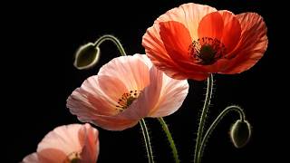 Red Poppy Botanical Art – Dark Background | 4K Bold Floral Display for Frame TV & Modern Home screenshot 4