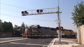 UP 1401 LRS51 Local With Ex-SSW Light Power North, W. Louise Ave. Railroad Crossing, Manteca CA