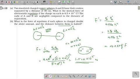 1.12 (a) Two insulated charged copper spheres A and B have their centres separated by a distance of