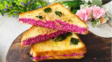 Breakfast in 5 Minutes: A Quick Beetroot Dahi Toast Recipe | Spiced Yogurt Toast | Tadka Sandwich