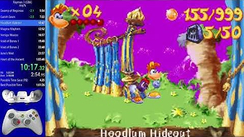 Rayman 3 GBA any% speedrun in 1:03:27 (USA Emulator)