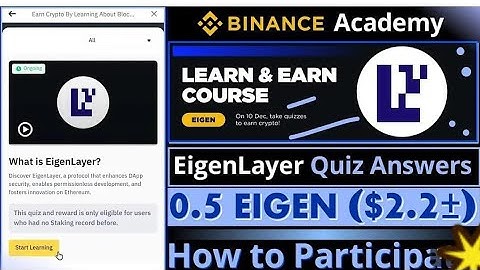 Binance Learn & Earn EigenLayer Quiz Answer || 0.5 EIGEN || Today Binance Learn and Earn Quiz Answer