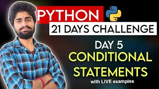 Conditional statements in python | day 5 python free telugu tutorial | masscoders | codingfataka