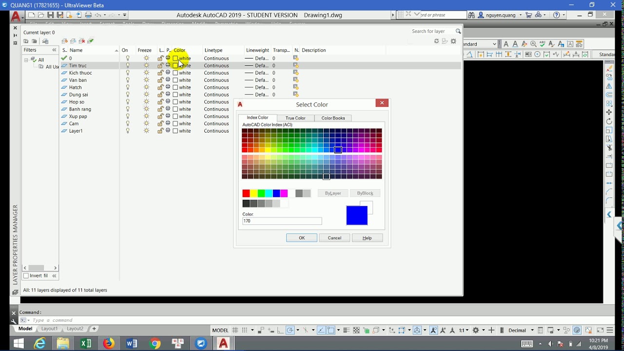 Dạy Autocad 2019 Online - Chi Tiết Layer, Màu Sắc, Kiểu Nét Vẽ Trong Autocad  2019 - Youtube