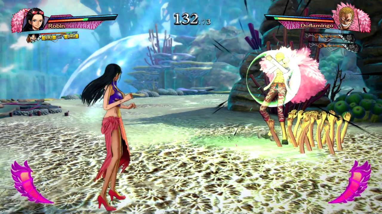 One Piece: Burning Blood | Robin & Luffy vs. Fujitora, Doflamingo