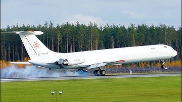 IL-62M turned on reverse in the air. Landing of extremely rare aircraft.