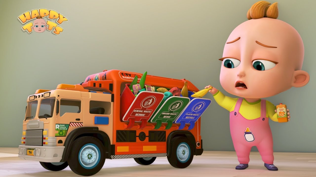 Wheels On The Garbage Truck | Nursery Rhymes & Kids Songs | Happy Tots