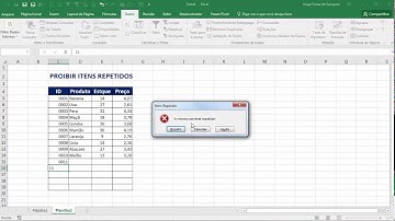 Proibir Valores ou Texto Duplicado (Repetido) no Excel