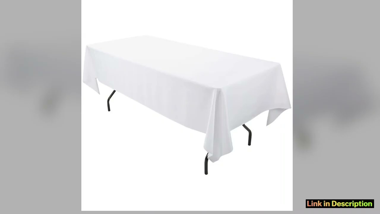 READOR 12Pcs Rectangle Tablecloth Washable Polyester White Party Banquet Wedding Table Cloths for