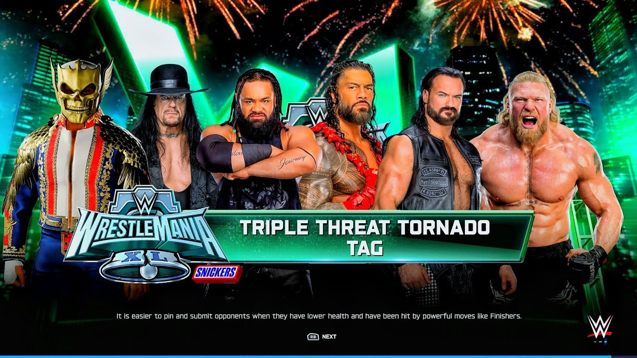 Jacob & Roman Vs Cody & Undertaker Vs Drew & Lesnar - Triple Threat Tornado Tag Team Match |WWE 2k25