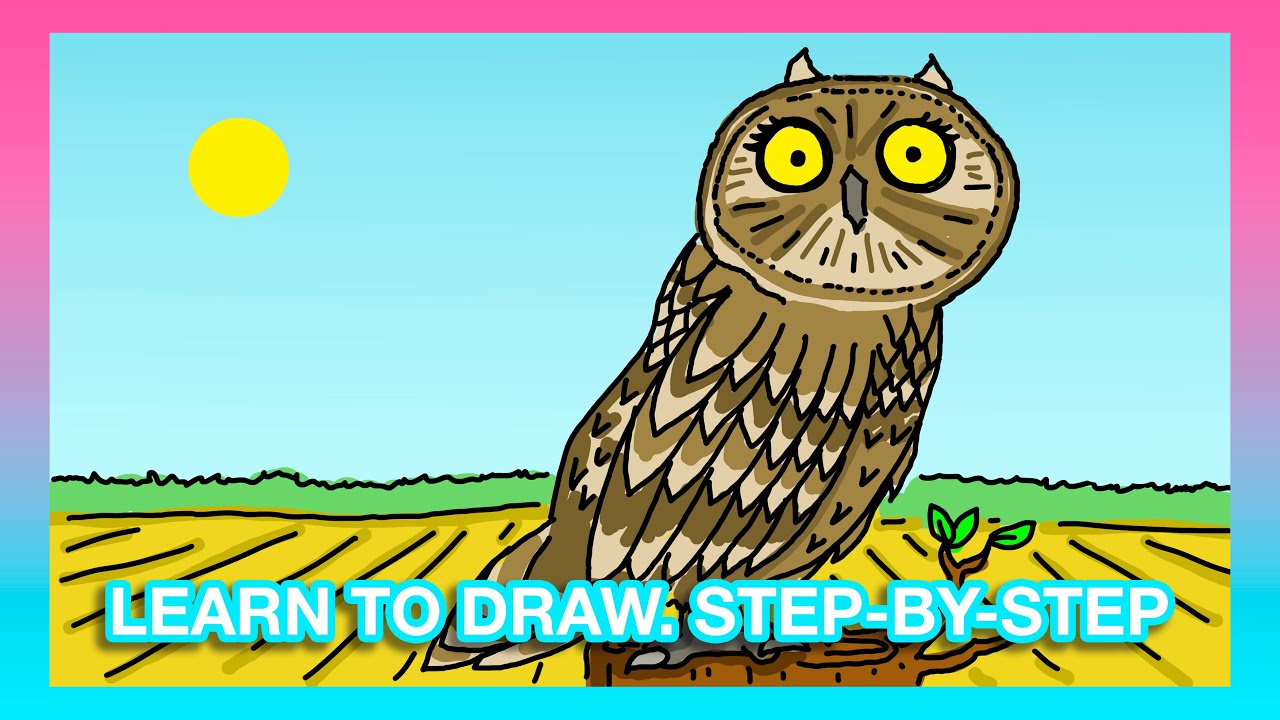 #AdArt - Learn how to draw a short eared owl. Step-by-step. - YouTube
